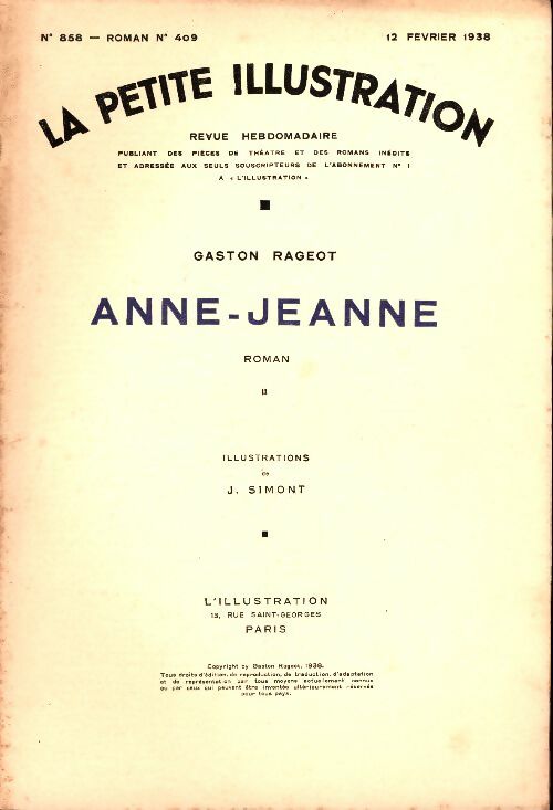 Livrenpoche : La petite illustration n°858 Roman n°409 : Anne-Jeanne Tome II - Collectif - Livre