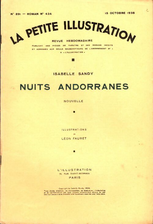 Livrenpoche : La petite illustration n°891 Roman n°424 : Nuits andorraines - Collectif - Livre
