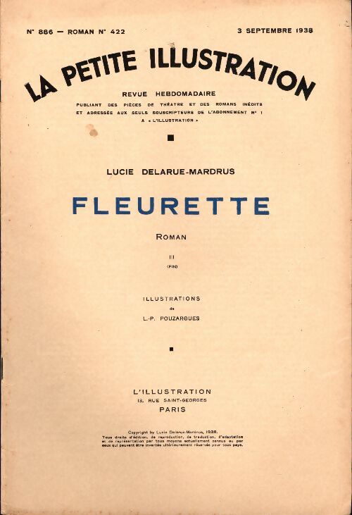 Livrenpoche : La petite illustration n°886 Roman n°422 : Fleurette Tome III - Collectif - Livre
