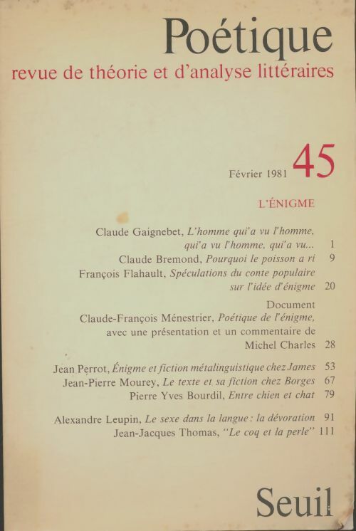 Livrenpoche : Poétique n°45 - Collectif - Livre
