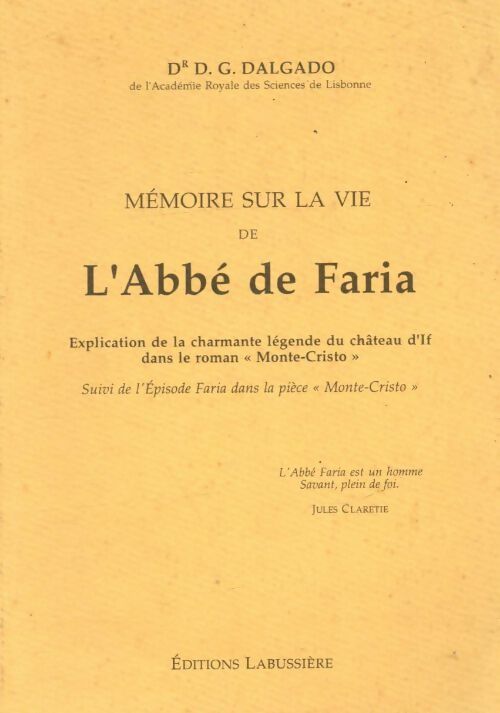 Livrenpoche : Mémoires sur la vie de l'abbé de Faria - G Dalgado - Livre