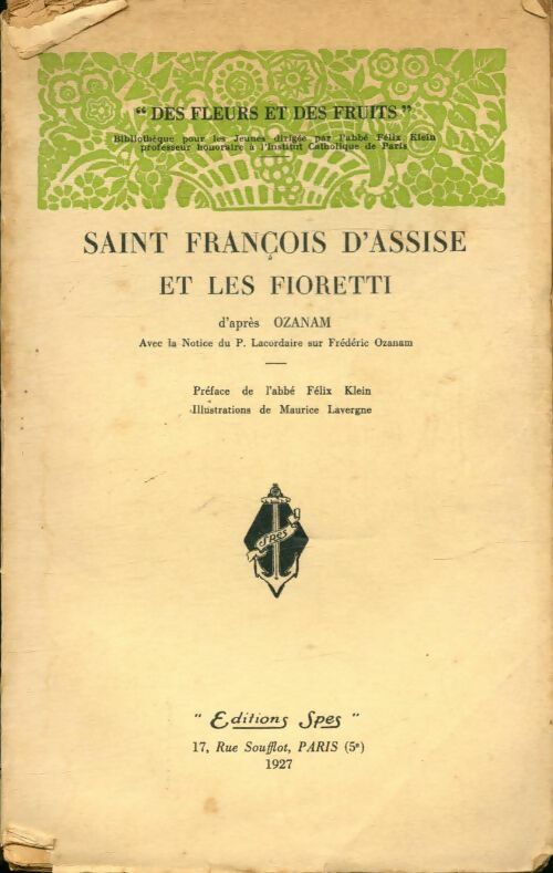 Livrenpoche : Saint François d'Assise et les Fioretti - Abbé Ozanam - Livre