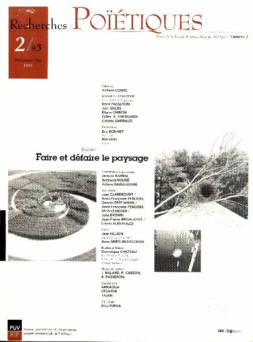 Recherches poïétiques n°2/95 : Faire et défaire le paysage - Collectif -  Recherches poïétiques - Livre