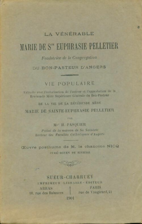 Livrenpoche : La vénérable Marie de Ste Euphrasie Pelletier - H Pasquier - Livre