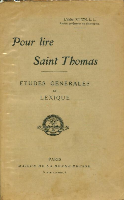 Livrenpoche : Pour lire St Thomas - L Simon - Livre