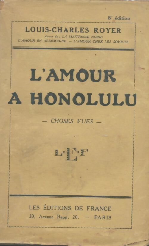 Livrenpoche : L'amour à Honolulu - Louis-Charles Royer - Livre