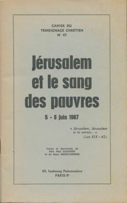 Livrenpoche : Jérusalem et le sang des pauvres - Collectif - Livre