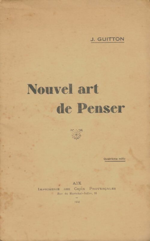 Livrenpoche : Nouvel art de penser - Jean Guitton - Livre