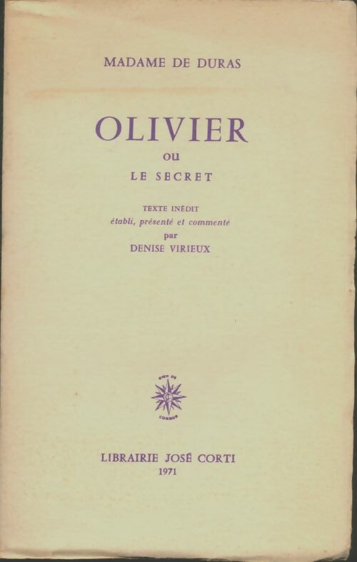 Livrenpoche : Olivier ou le secret - Madame De Duras - Livre