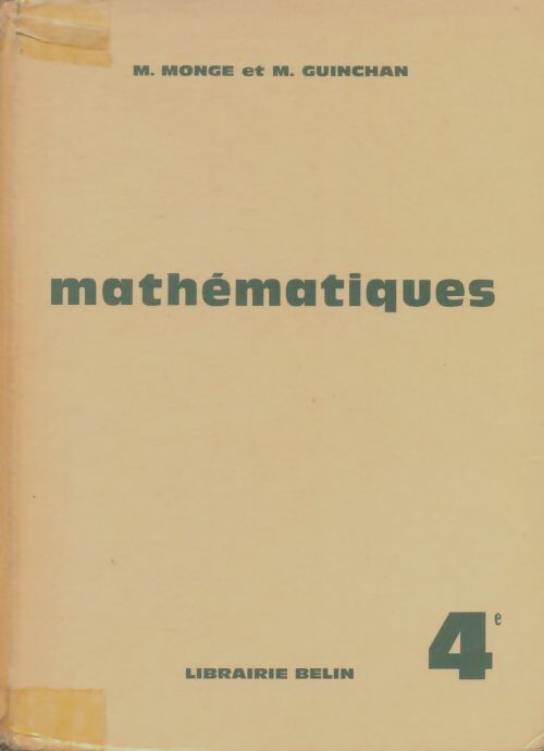 Livrenpoche : Mathématiques 4e - M. Monge - Livre