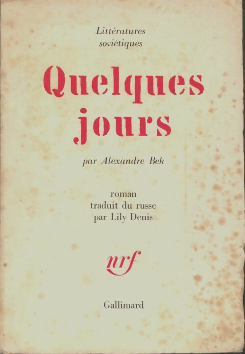 Livrenpoche : Quelques jours - Alexandre Bek - Livre