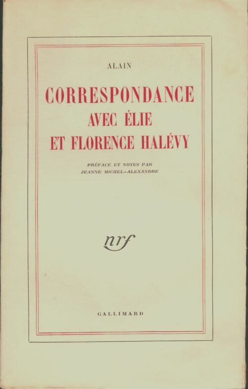 Livrenpoche : Correspondance avec Elie et Florence Halevy - Alain - Livre