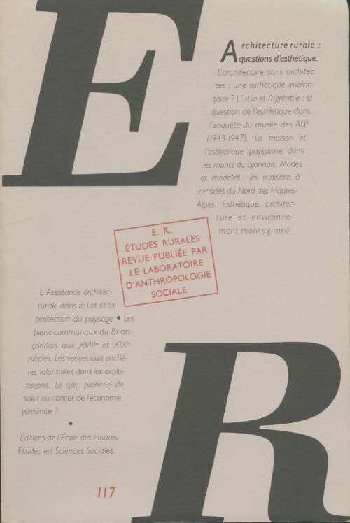 Livrenpoche : Études rurales n)117 - Collectif - Livre
