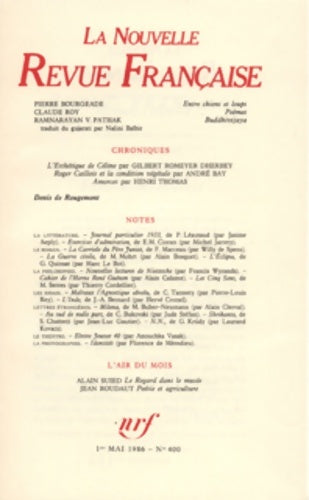 Livrenpoche : La n. R. F. Numéro 400 mai 1986 - Collectif - Livre