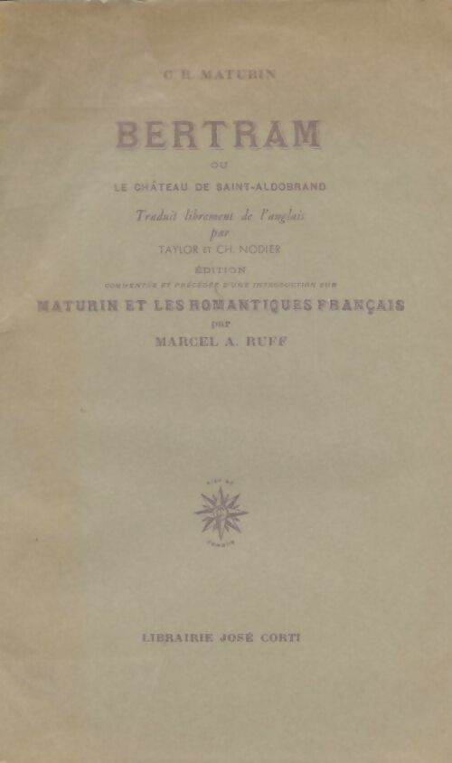 Livrenpoche : Bertram ou le château de Saint-Aldobrand - Charles Robert Maturin - Livre