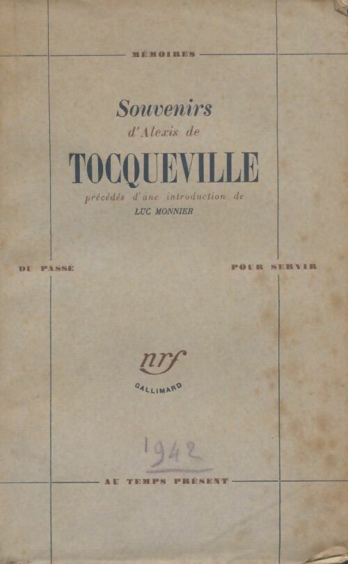 Livrenpoche : Souvenirs d'Alexis de Tocqueville - Alexis De Tocqueville - Livre