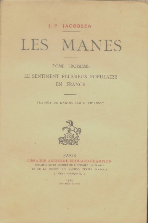 Livrenpoche : Les Manes Tome III - J.P Jacobsen - Livre
