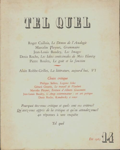 Livrenpoche : Tel quel n°14 - Collectif - Livre