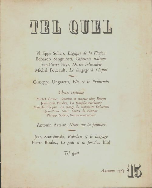 Livrenpoche : Tel quel n°15 - Collectif - Livre