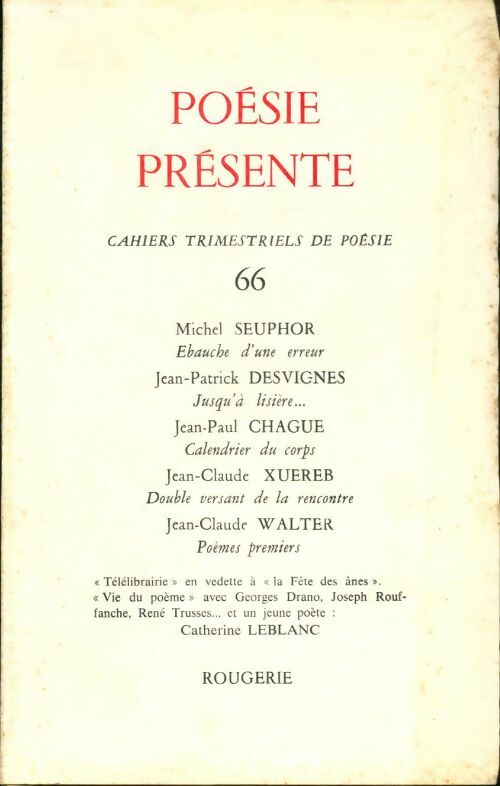 Livrenpoche : Poésie présente n°66 - Collectif - Livre