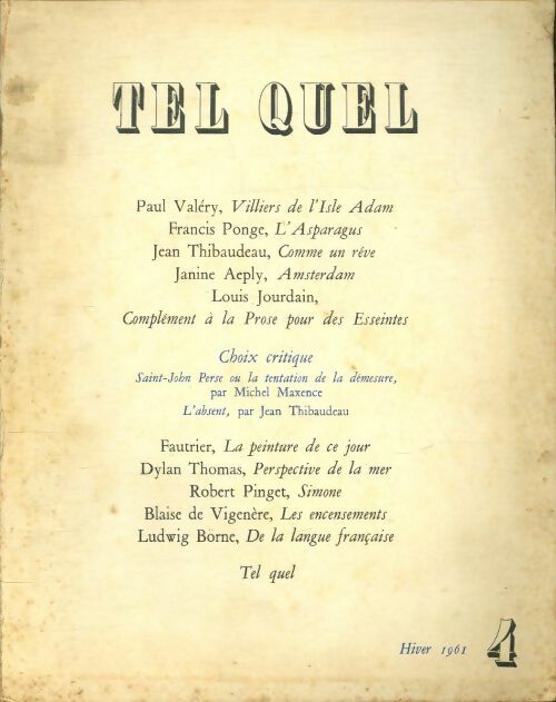 Livrenpoche : Tel quel n°4 - Collectif - Livre