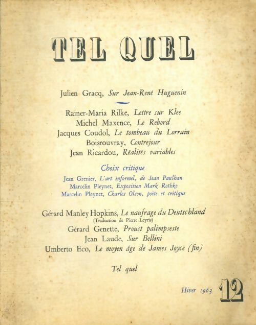 Livrenpoche : Tel quel n°12 - Collectif - Livre