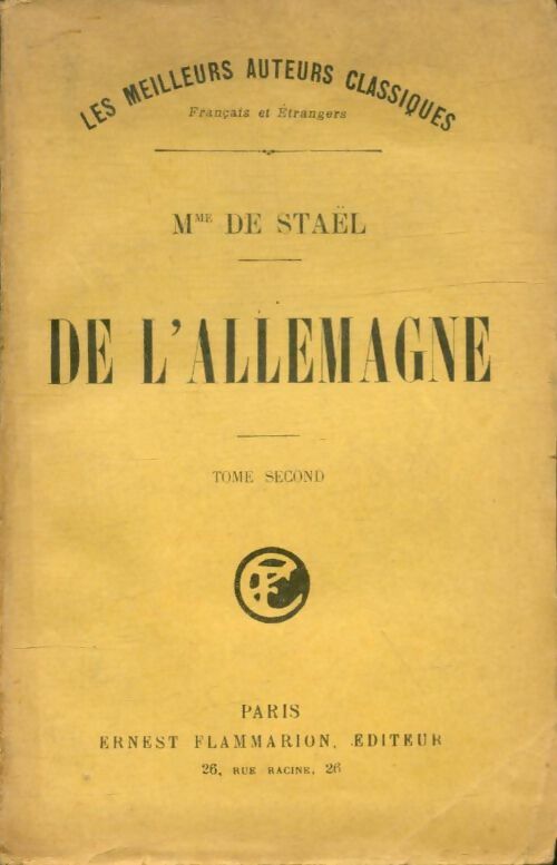 Livrenpoche : De l'Allemagne Tome II - Madame De Stael - Livre