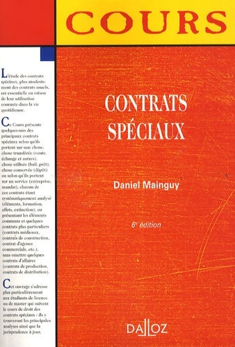Livrenpoche : Contrats spéciaux - Daniel Mainguy - Livre