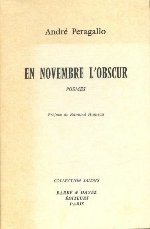Livrenpoche : En novembre l'obscur - André Peragallo - Livre