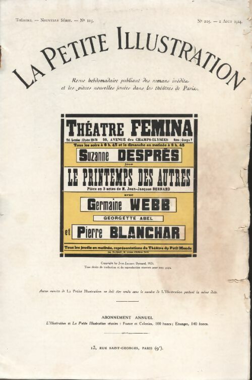 Livrenpoche : La petite illustration n°205 : théâtre n°125 : Le printemps des autres - Collectif - Livre