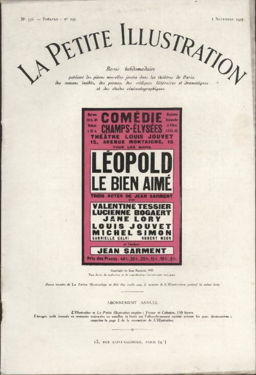 Livrenpoche : La petite illustration n°336 : théâtre n°192 : Léopold le bien aimé - Collectif - Livre