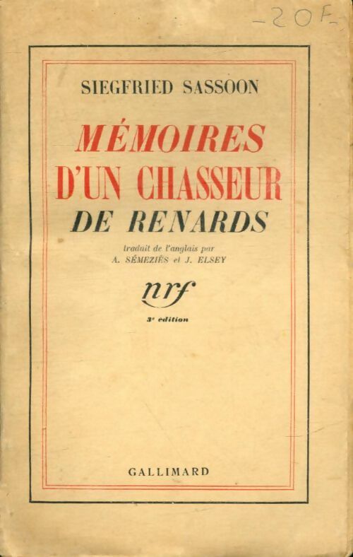 Livrenpoche : Mémoires d'un chasseur de renards - Siegfred Sassoon - Livre