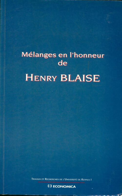 Livrenpoche : Mélanges en l'honneur - Henri Blaise - Livre