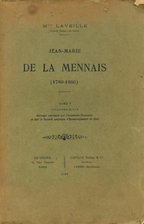 Livrenpoche : Jean-Marie de la Mennais Tome I - R.P. Laveille - Livre