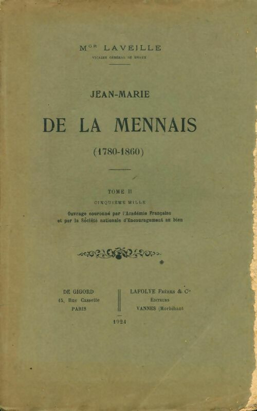 Livrenpoche : Jean-marie de la Mennais Tome II - R.P. Laveille - Livre