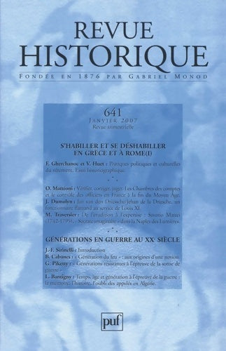 Livrenpoche : Revue historique 641 2007/1. Générations en guerre au XXe siècle - Jean-François Sirinelli - Livre
