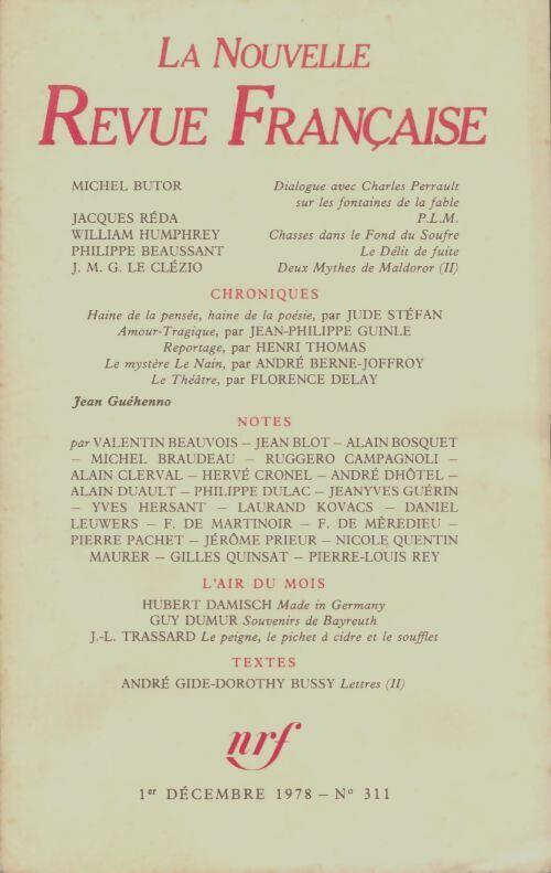 Livrenpoche : La nouvelle revue française n°311 - Collectif - Livre