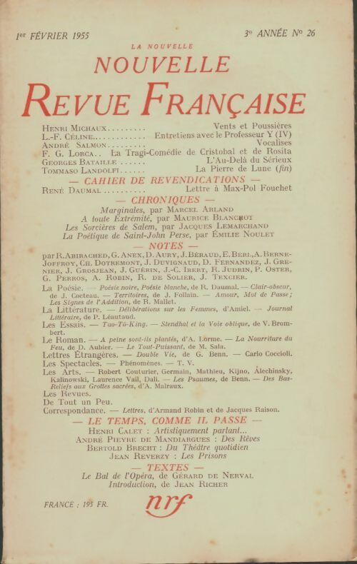 Livrenpoche : La nouvelle nouvelle revue française n°26 - Collectif - Livre