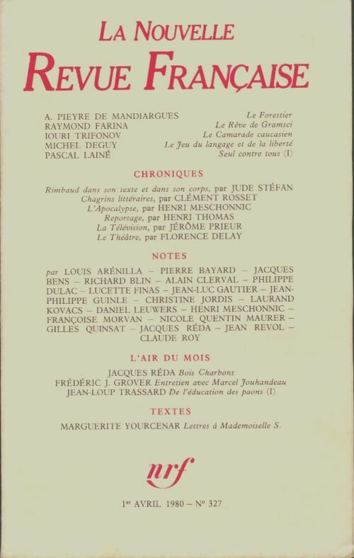 Livrenpoche : La nouvelle nouvelle revue française n°327 - Collectif - Livre