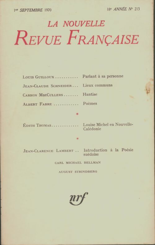 Livrenpoche : La nouvelle nouvelle revue française n°213 - Collectif - Livre