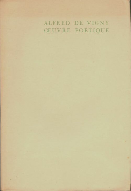 Livrenpoche : Oeuvre poétique - Alfred De Vigny - Livre