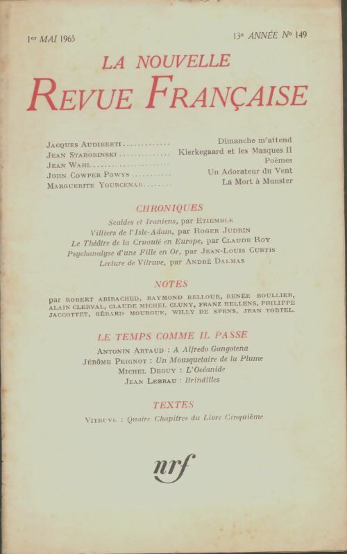 Livrenpoche : La nouvelle revue française n°149 - Collectif - Livre