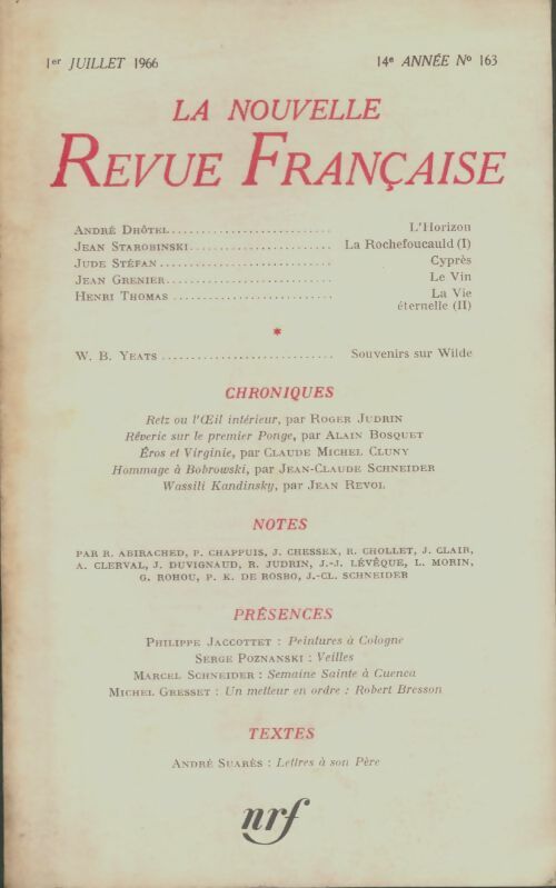 Livrenpoche : La nouvelle revue française n°163 - Collectif - Livre
