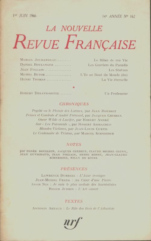 Livrenpoche : La nouvelle revue française n°162 - Collectif - Livre