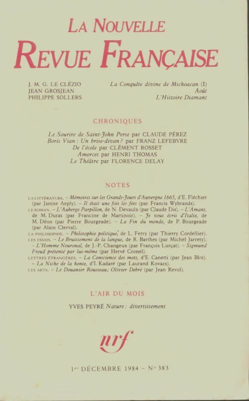 Livrenpoche : La nouvelle nouvelle revue française n°383 - Collectif - Livre