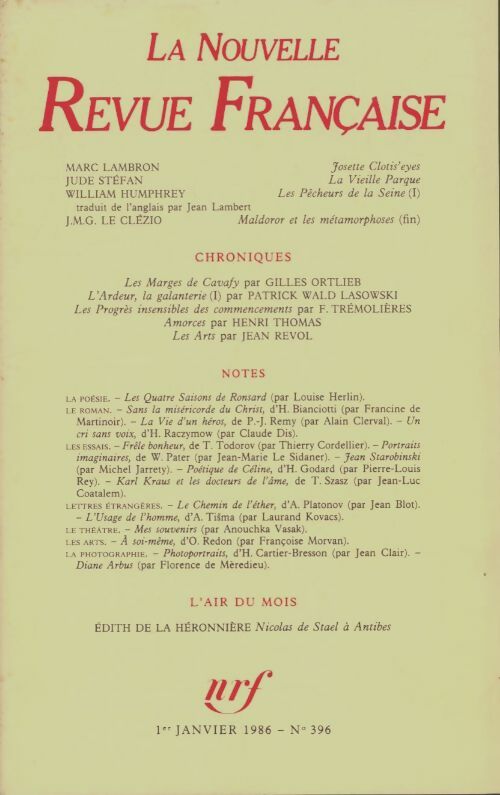 Livrenpoche : La nouvelle nouvelle revue française n°396 - Collectif - Livre