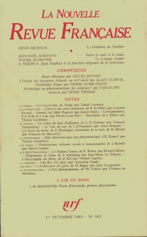 Livrenpoche : La nouvelle nouvelle revue française n°393 - Collectif - Livre