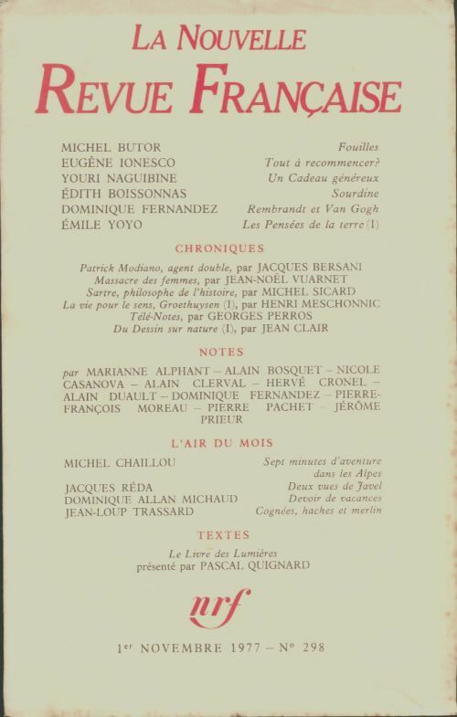 Livrenpoche : La nouvelle nouvelle revue française n°298 - Collectif - Livre