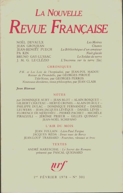 Livrenpoche : La nouvelle nouvelle revue française n°301 - Collectif - Livre
