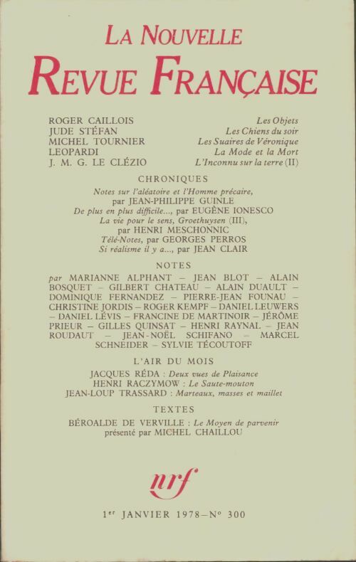 Livrenpoche : La nouvelle nouvelle revue française n°300 - Collectif - Livre